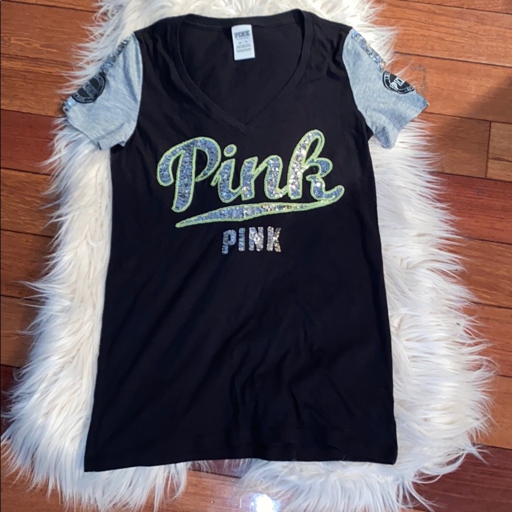 Victoria’s Secret Pink black and silver sequin tee